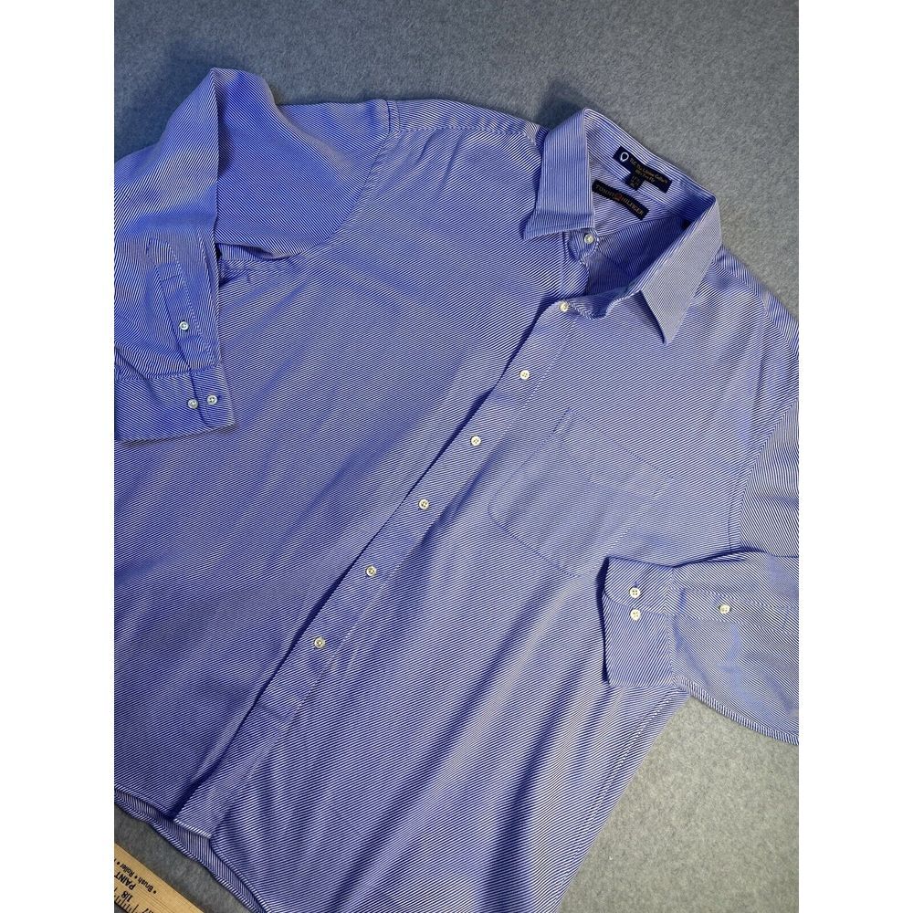 tommy hilfiger dress shirt mens Size 17 1/21 34-35 Blue Stripped Shirt‎